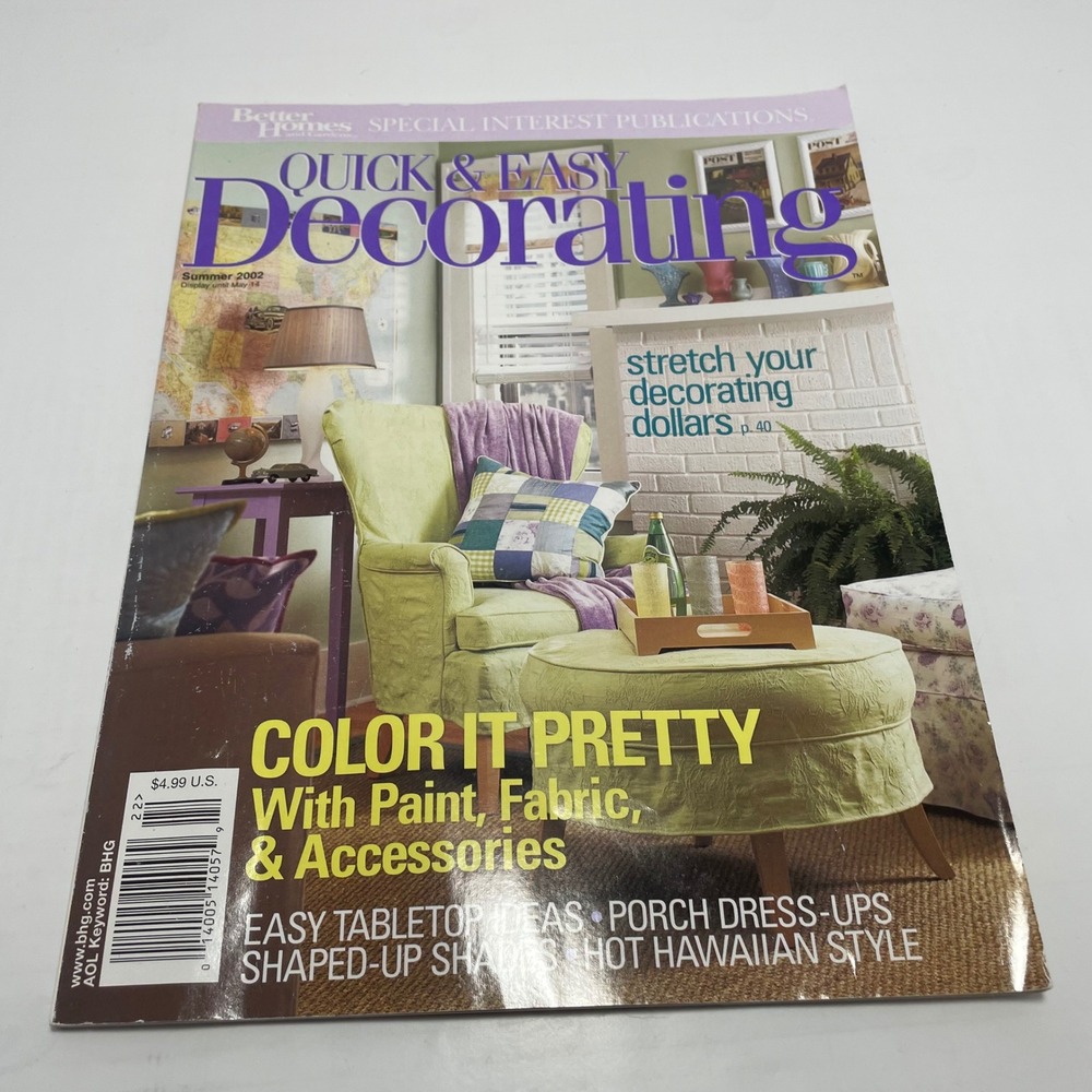 Vtg Better Homes & Gardens Quick & Easy‎ Decorating Summer 2002 Magazine